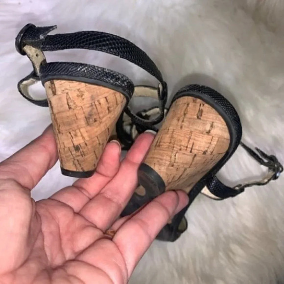 Naturalizer black snake hisa cork ankle wedges 6 - Picture 9 of 10